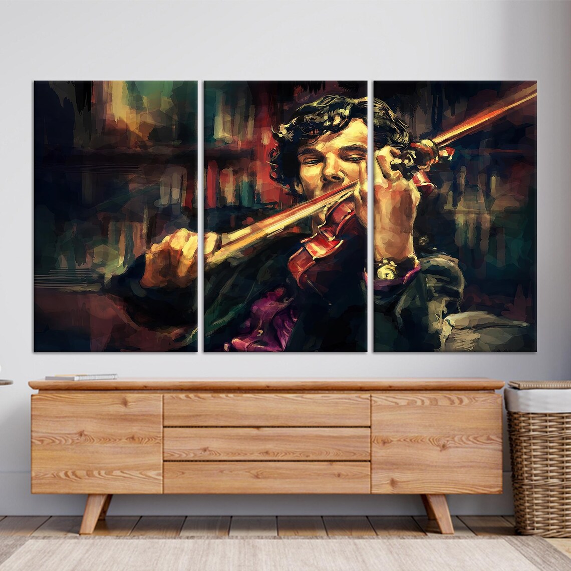 Male Violinist Music Room Glass Wall Art - Image 3