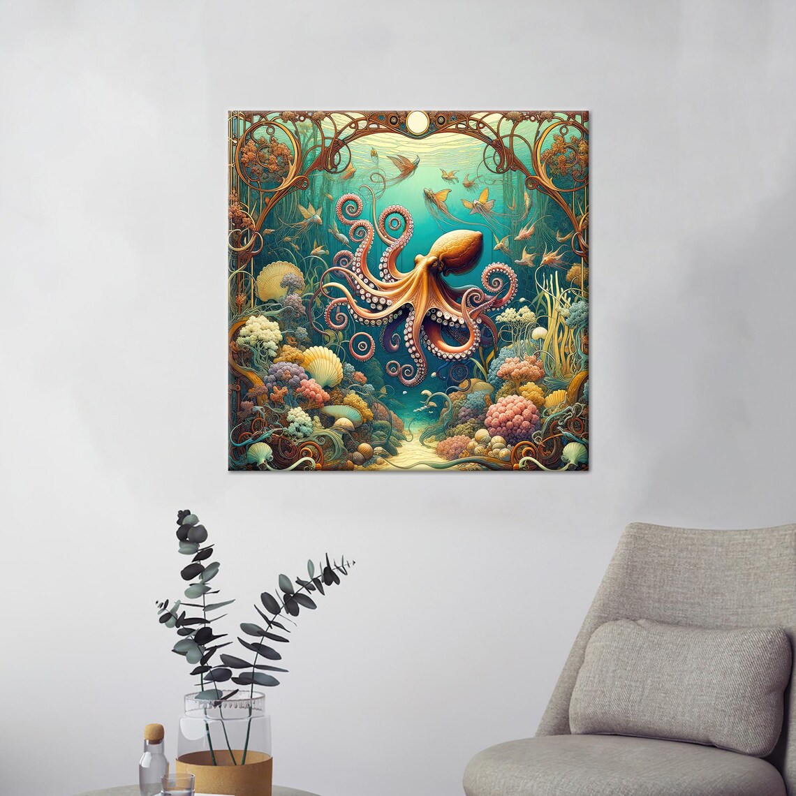 Octopus Trendy Wall Table, Personalized Gift for Him