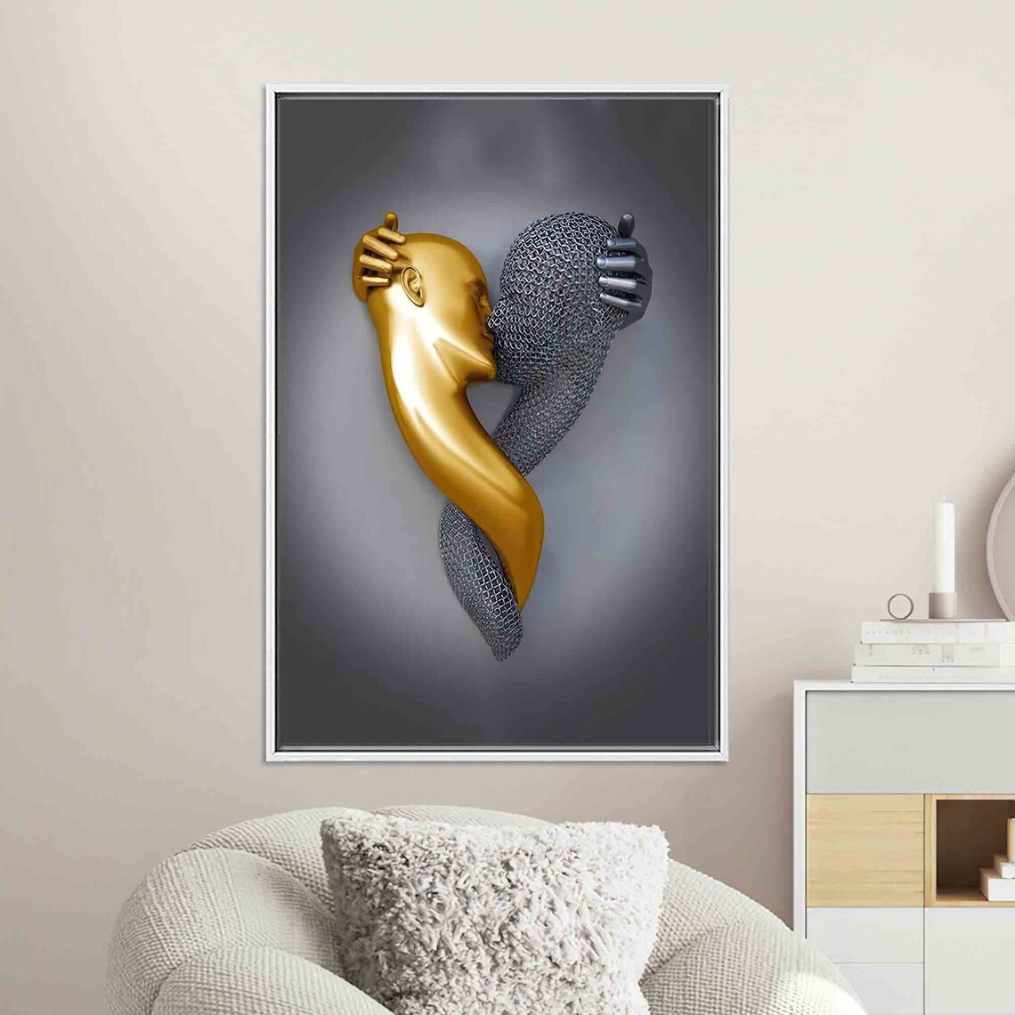 Metallic Couple Kissing Art, Modern Personalized Gift - Image 4