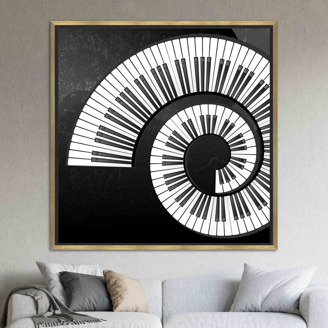 Paino Keys Black And White Music Room Wall Art - Image 2