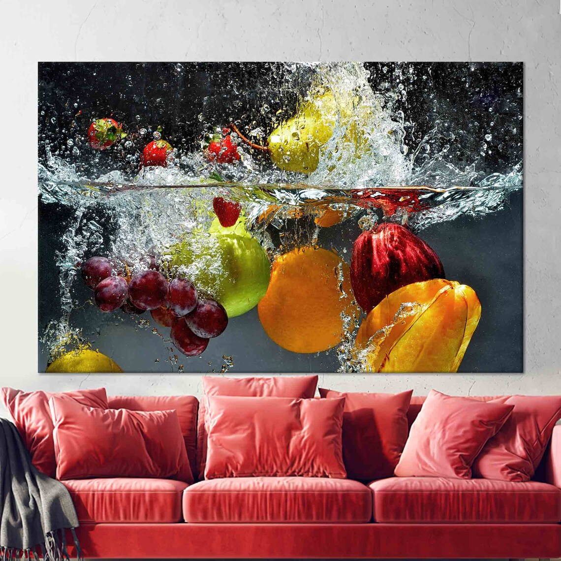 Fruit Splash In Water Poster, Kitchen Art Print - Image 4