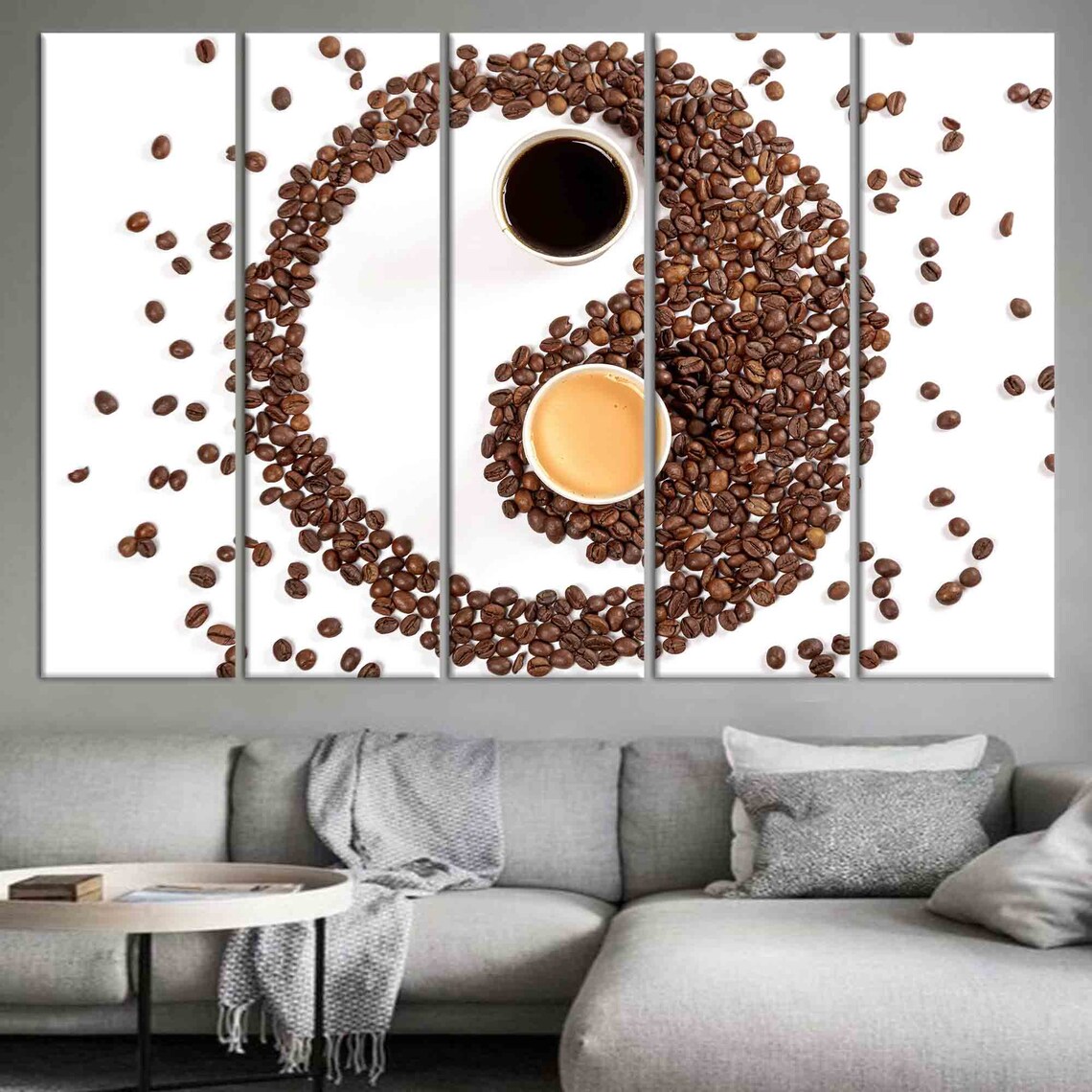 Coffee Yin Yang Art, Modern Cafe Artwork - Image 2