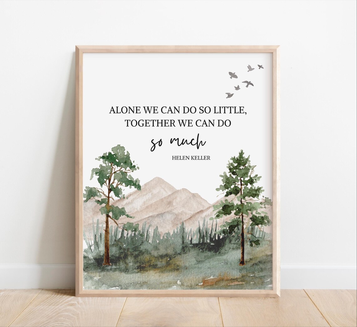 Helen Keller Together We Can Do So Much Quote Watercolor Poster