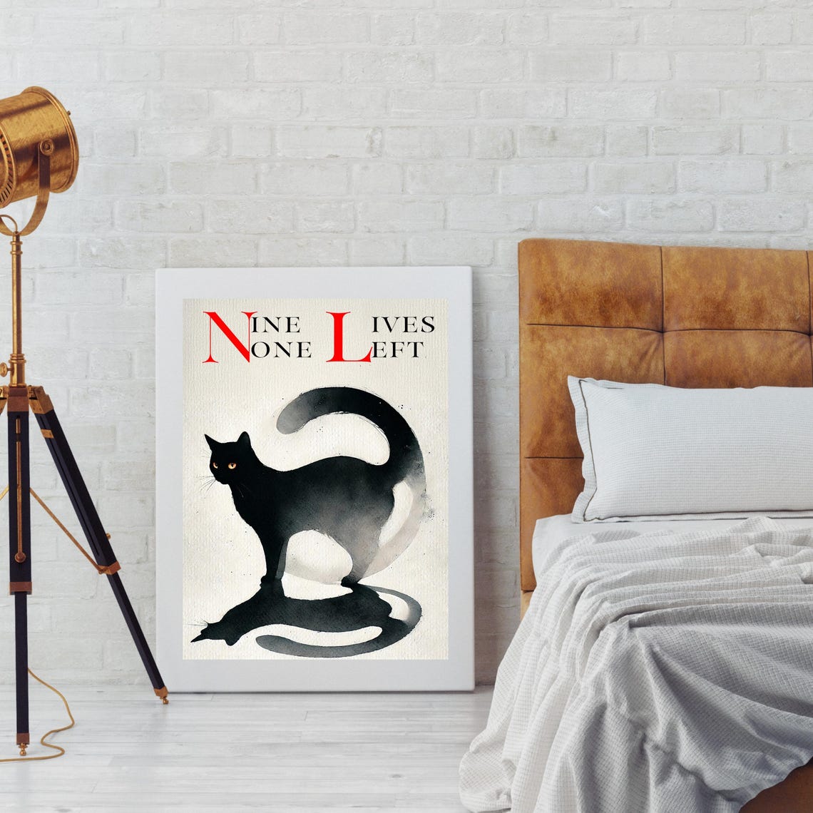 Nine Lives None Left Cat Gothic Retro Poster - Image 3