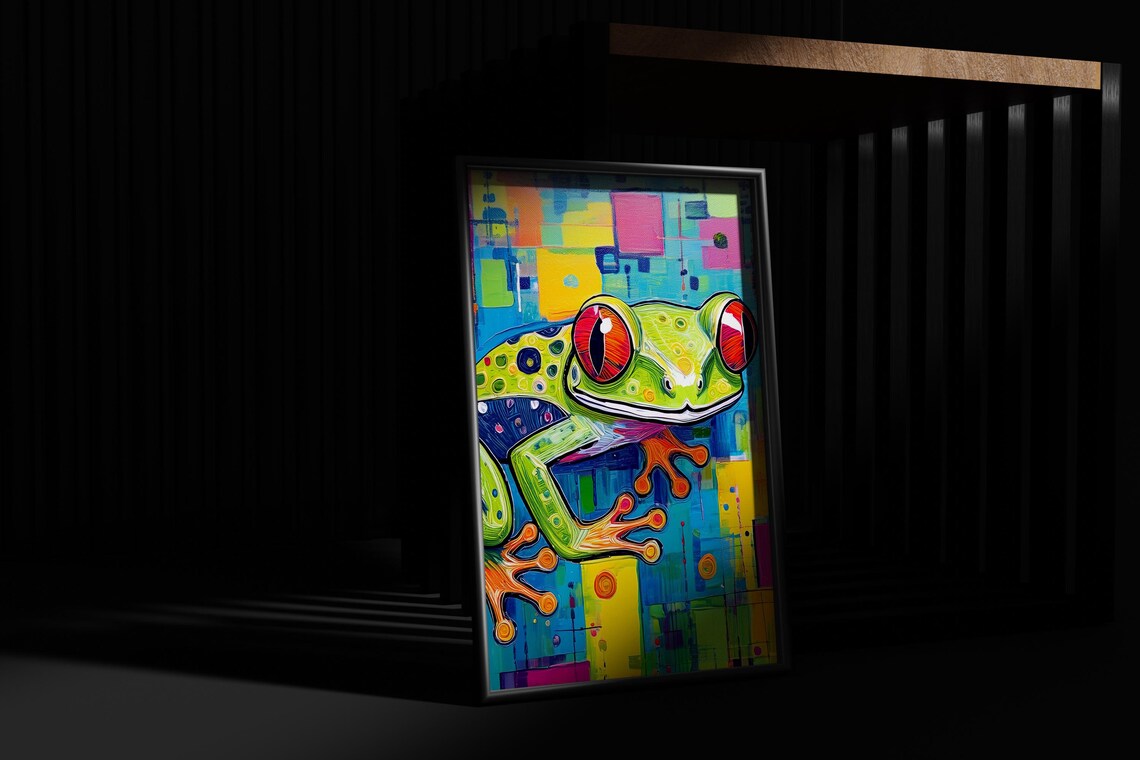 Colorful Frog Abstract Art Print, Modern Nature Decor - Image 5