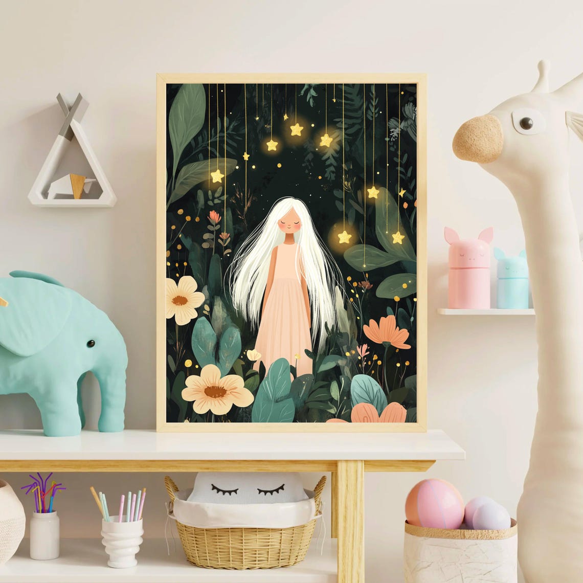 Magical Girl In Dreamy Garden, Nursery Decor - Image 5