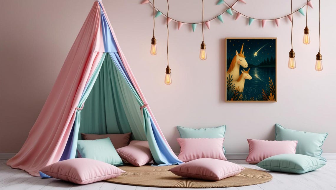 Unicorn Starry Night, Mother And Baby Nursery Decor - Image 3