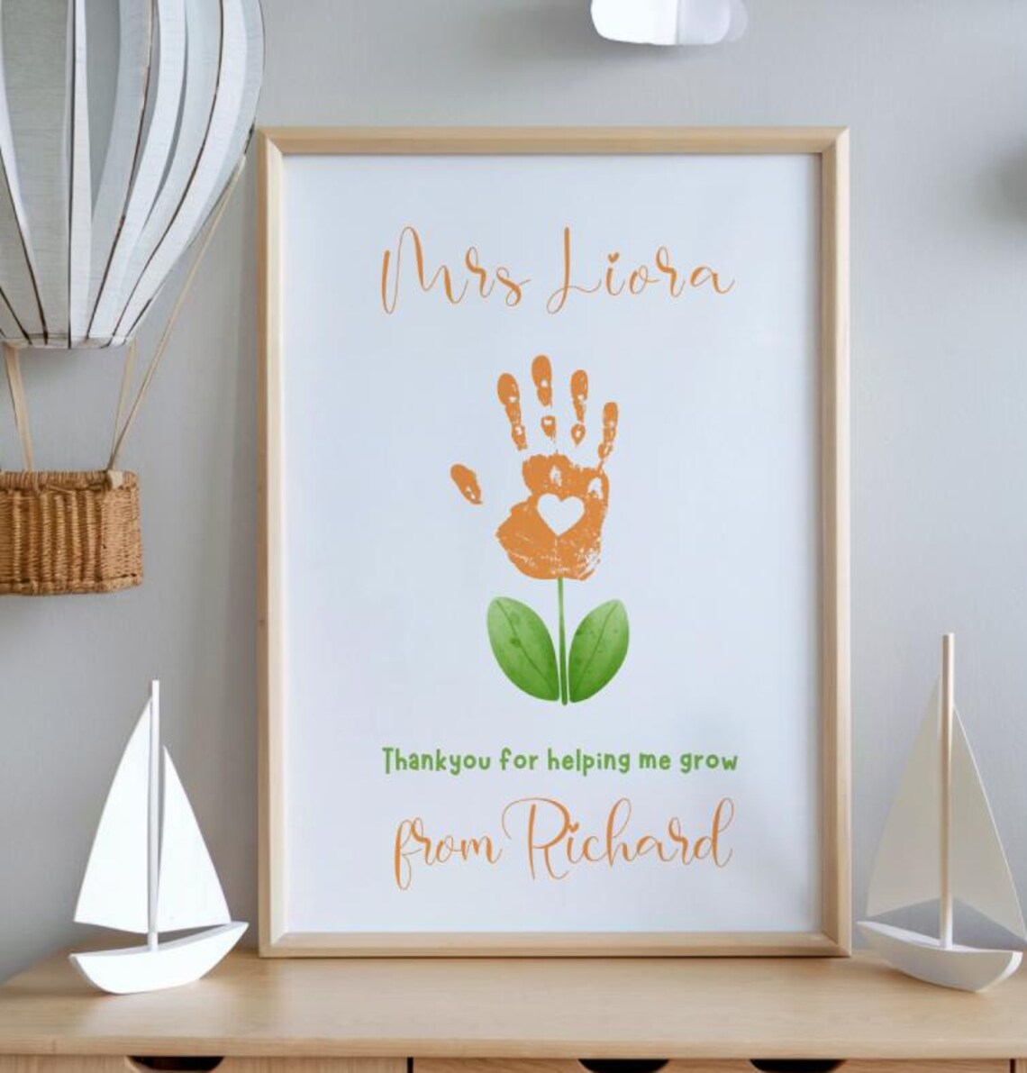 Teacher Appreciation Flower Hand Art Personalized Thank You Poster - Image 8