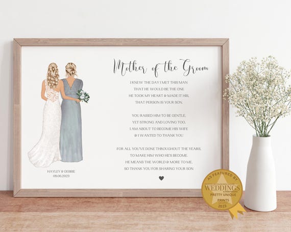 Gift For Mother Of The Groom From The Bride Mother Of The Groom Gift Custom Wedding Gifts Personalised Wedding Print Q1