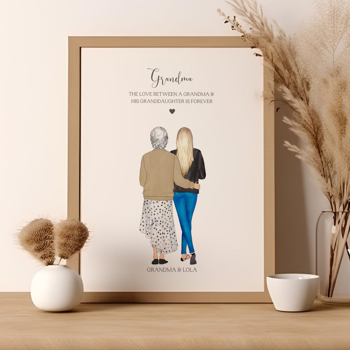 Personalised Grandma And Granddaughter Forever Love Art Print