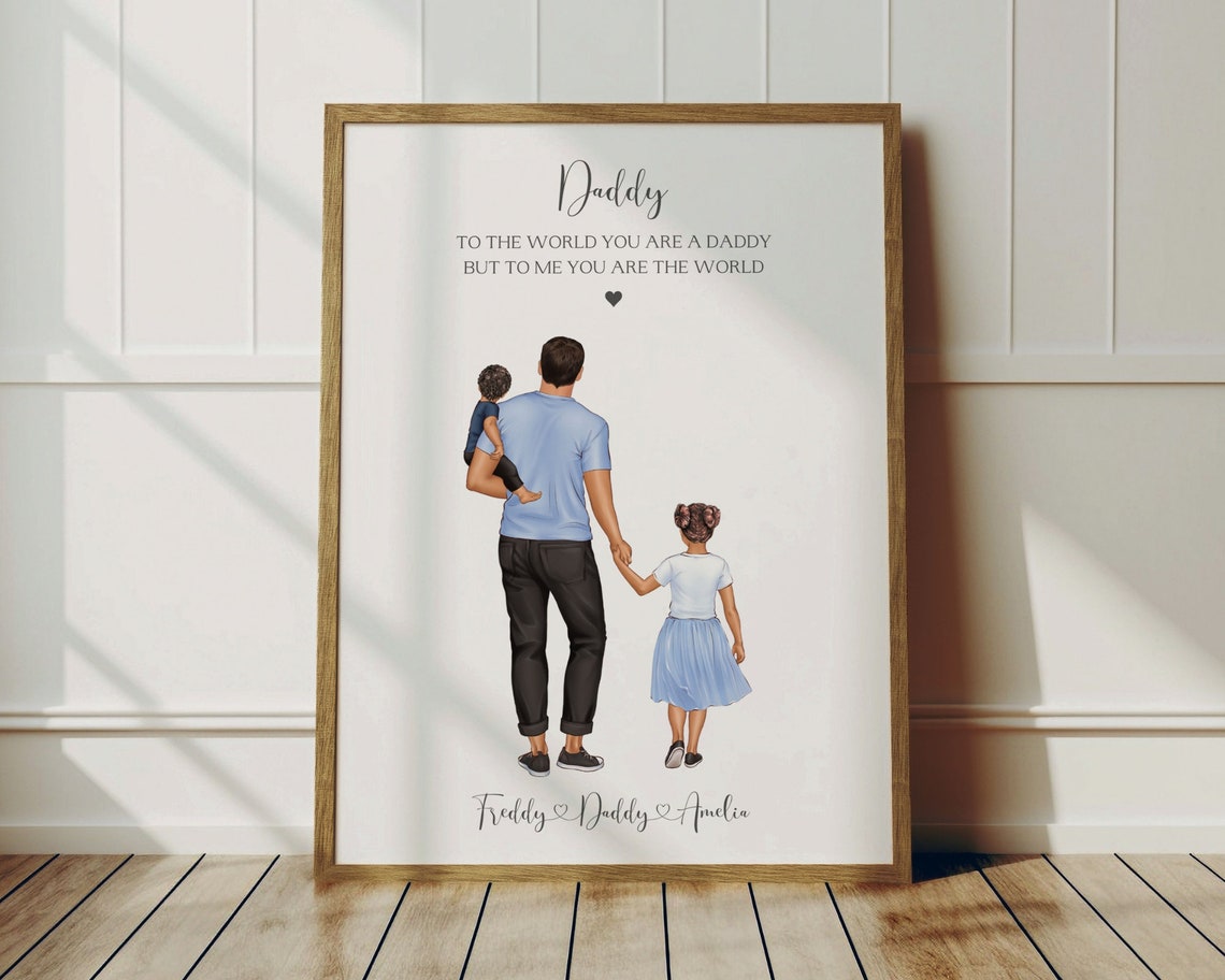 Personalised Daddy To Me You Are The World Gift Print for Dad