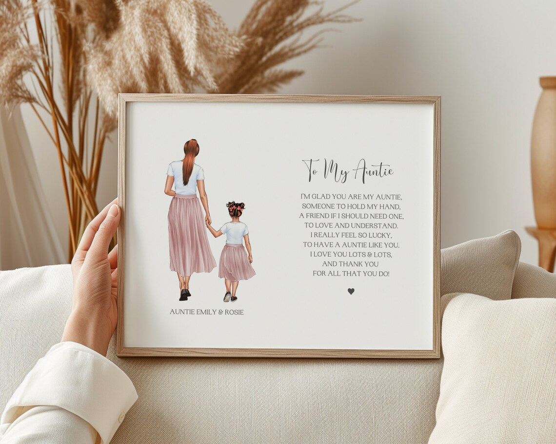 Personalised Auntie Print To My Auntie Emily and Rosie Holding Hands