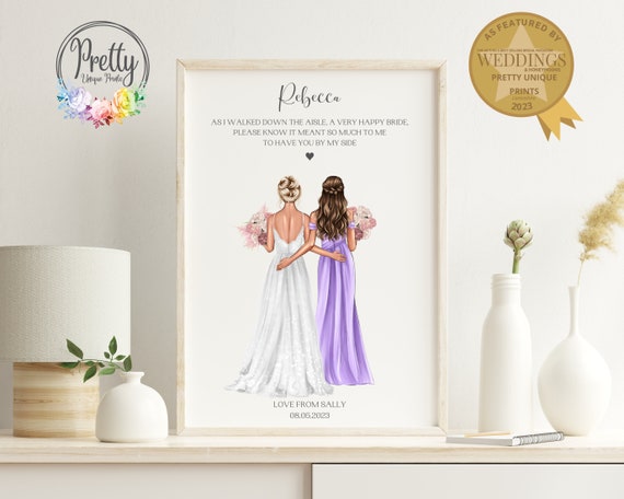 Bridesmaid Rebecca Walking Down The Aisle Wedding Thank You Portrait Poster