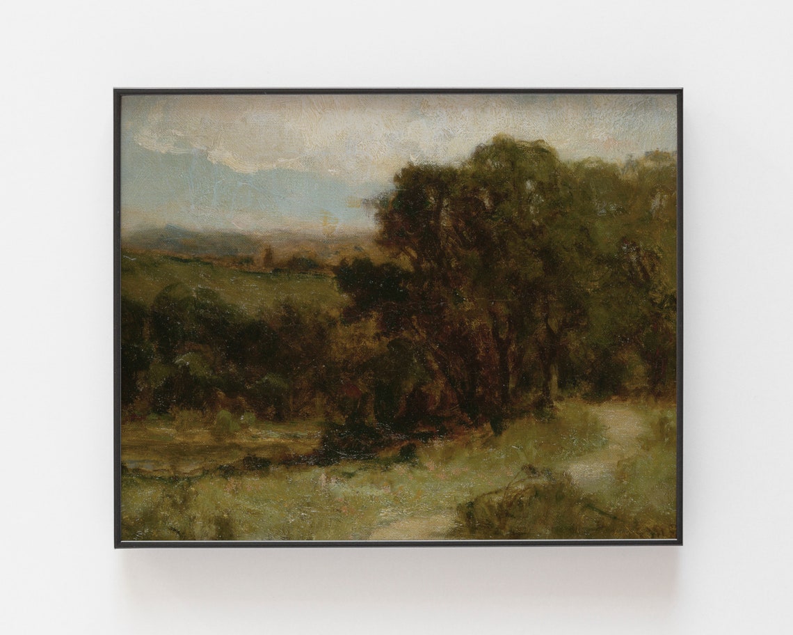 Nature Painting Rustic Painting Vintage Landscape Wall Art Landscape Painting Antique Country Painting Vintage Art