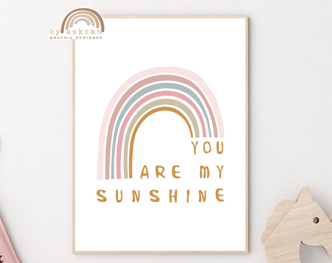 You Are My Sunshine Boho Nursery Print Rainbow Poster Living Room Art Print Baby Room Poster Birthday Gift Poster Nursery Print Art - Image 4