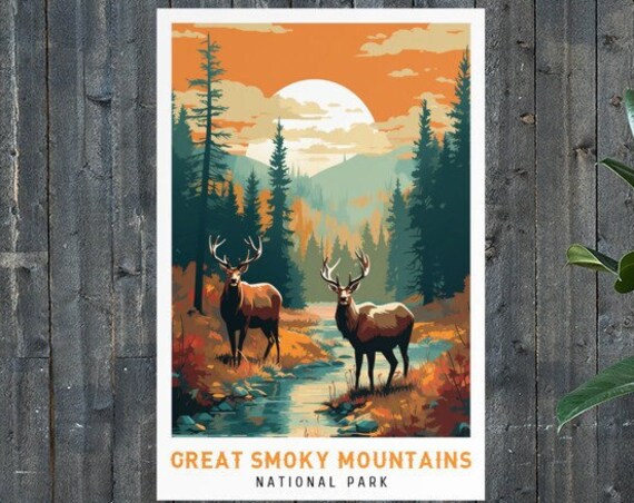Great Smoky Mountains National Park Vintage Travel Poster Print Wall Art Gift Idea Home Decor