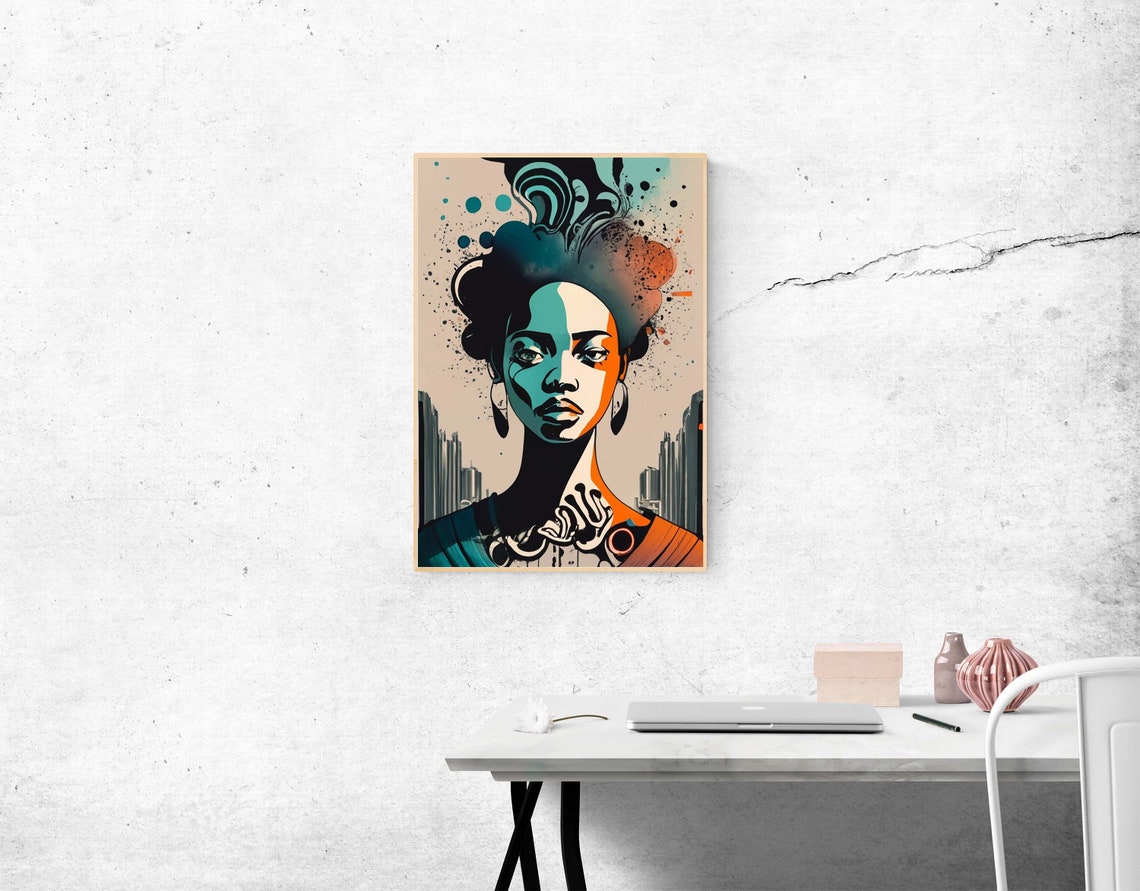 Astral Anger Mystic Woman Portrait Poster Set Of 1 Art Living Room Decor Geometric Art Conceptual Portrait For Womens Day - Image 2