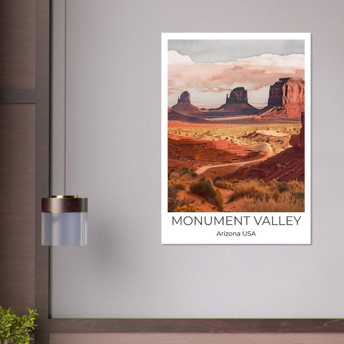 Monument Valley Arizona Red Rock Buttes Desert Road Watercolor Poster - Image 4