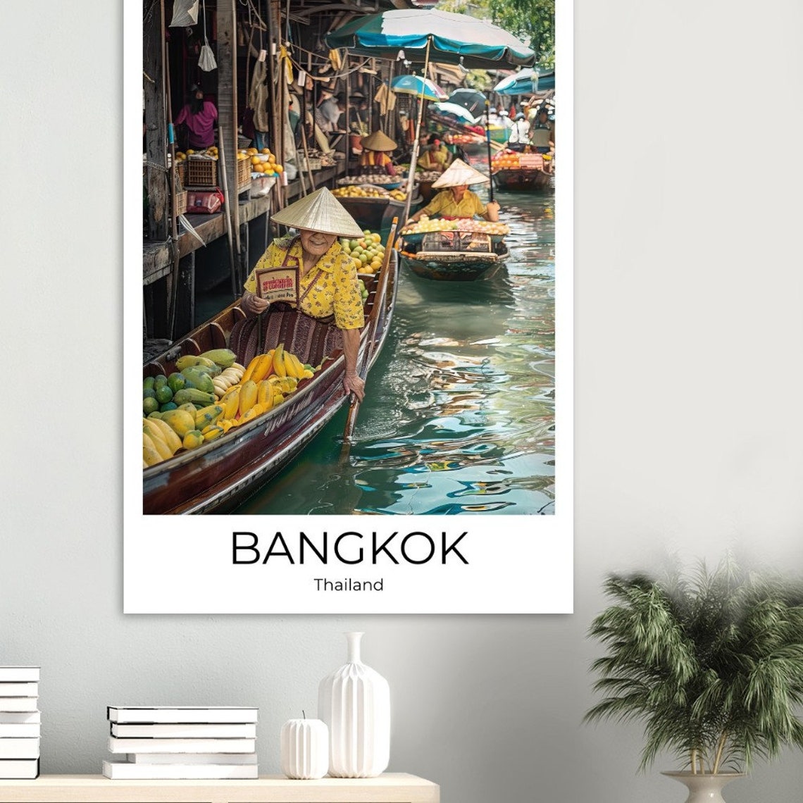 Bangkok Floating Market Travel Poster Of Flower Market Of Bangkok Wall Art Bangkok Travel Thailand Bangkok Wall Decoration - Image 4