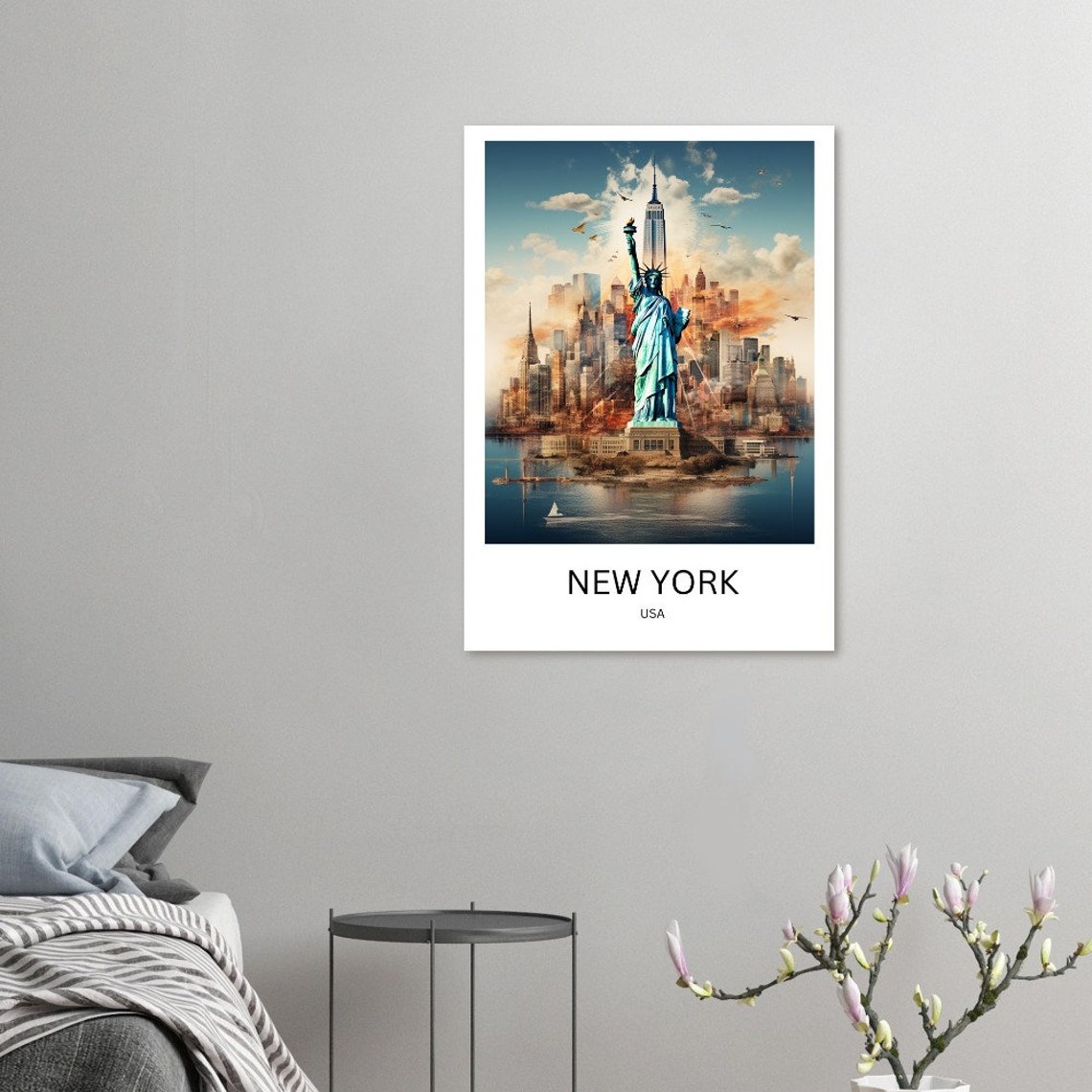 New York Cityprint Manhattan Travel Poster New York Travel Poster New York Travel Souvenir New York Wallart Manhattan City View Top Poster - Image 2