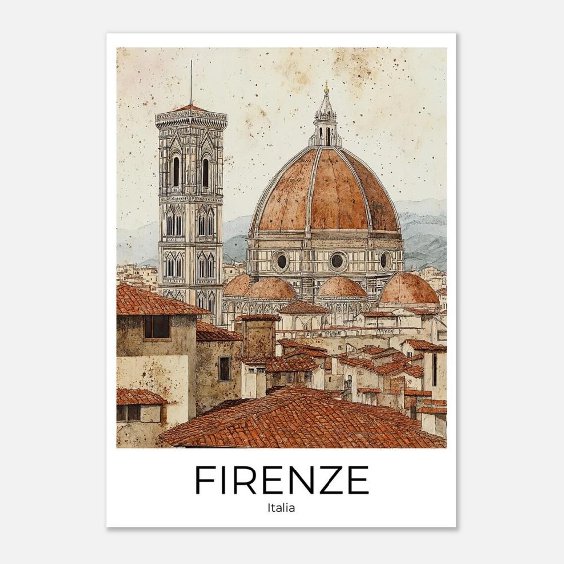 Firenze Florence Cathedral Duomo Bell Tower Vintage Travel Poster - Image 2