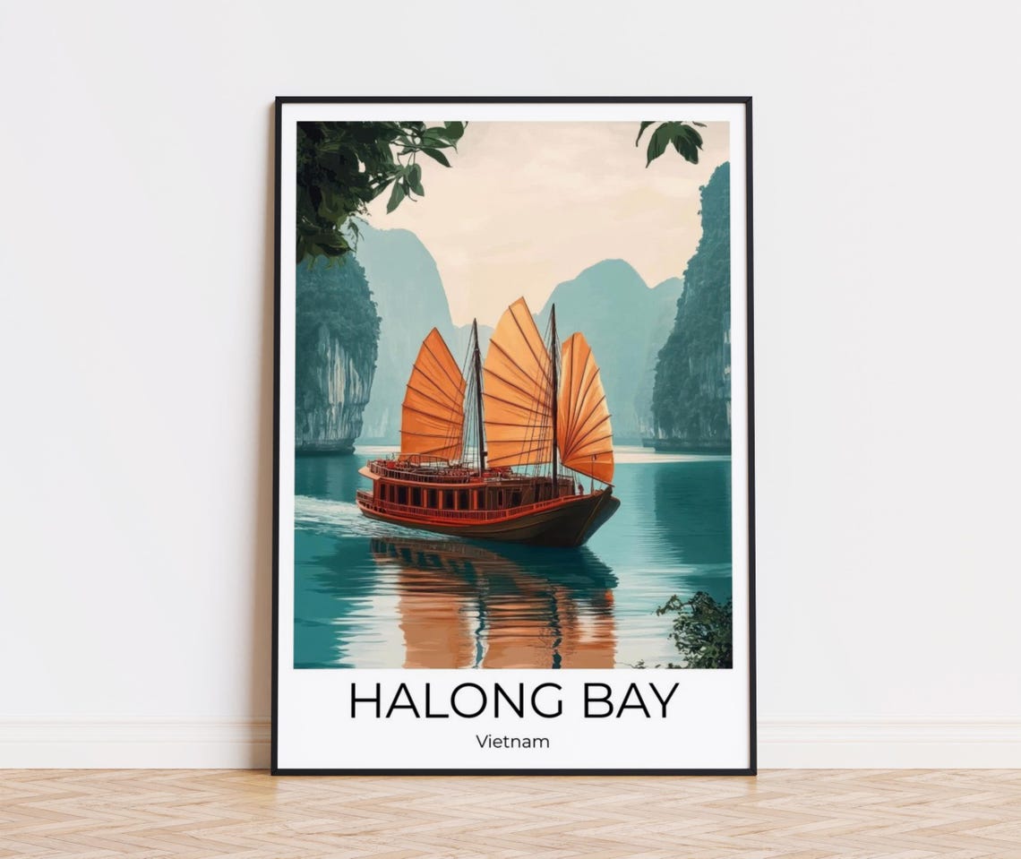 Halong Bay Vietnam Travel Poster Of Vietnam Wall Art Vietnam Travel Vietnam Halonf Bay Wall Decoration