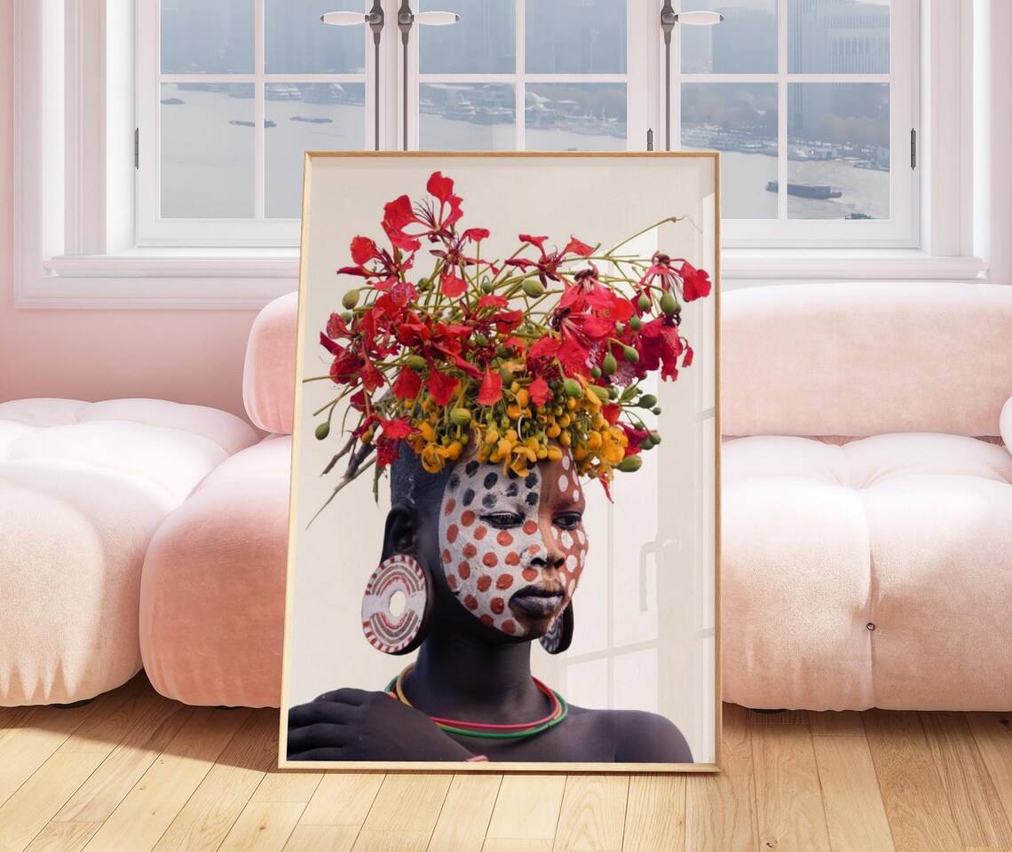 Girl From The Suri Tribe Ethiopia Omo Valley Photography African Woman Wall Decoration Africa Poster - Image 3