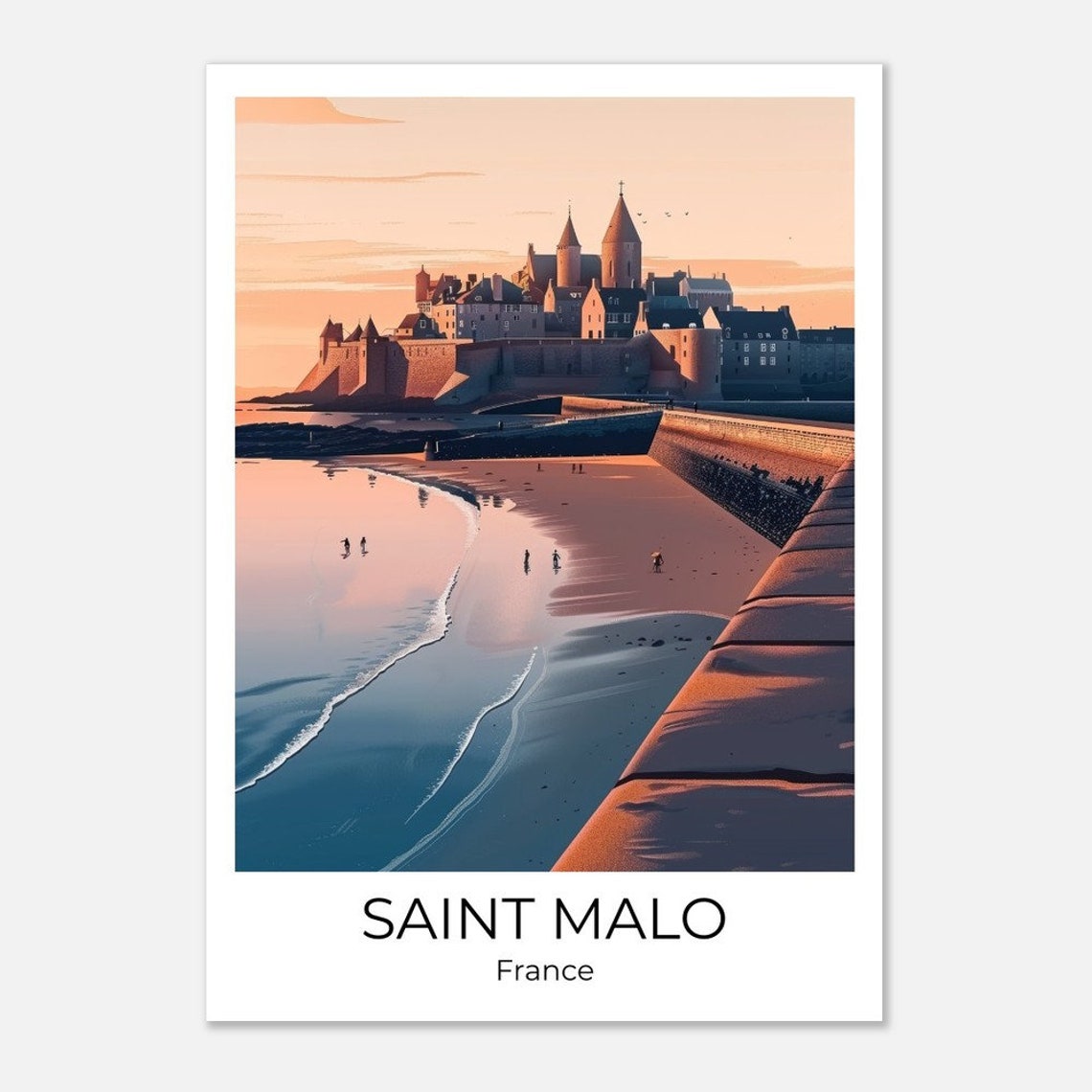 Saint Malo Brittany Vintage Travel Poster St Malo Wall Art France Travel Print St Malo Wall Decoration - Image 4