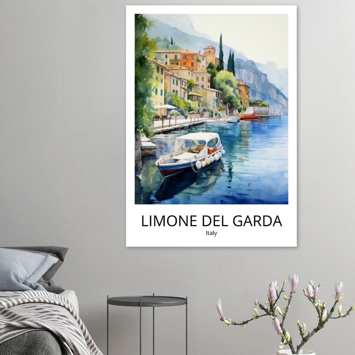 Limone Del Garda Watercolor Travel Poster Lake Garda Art Print Travel Poster Lake Garda Wall Decoration Lake Garda Memory Lake Garda Gift - Image 2