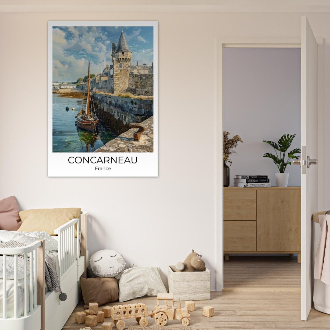 Concarneau Walled Harbor Town Traditional Sailboat France Poster - Image 2