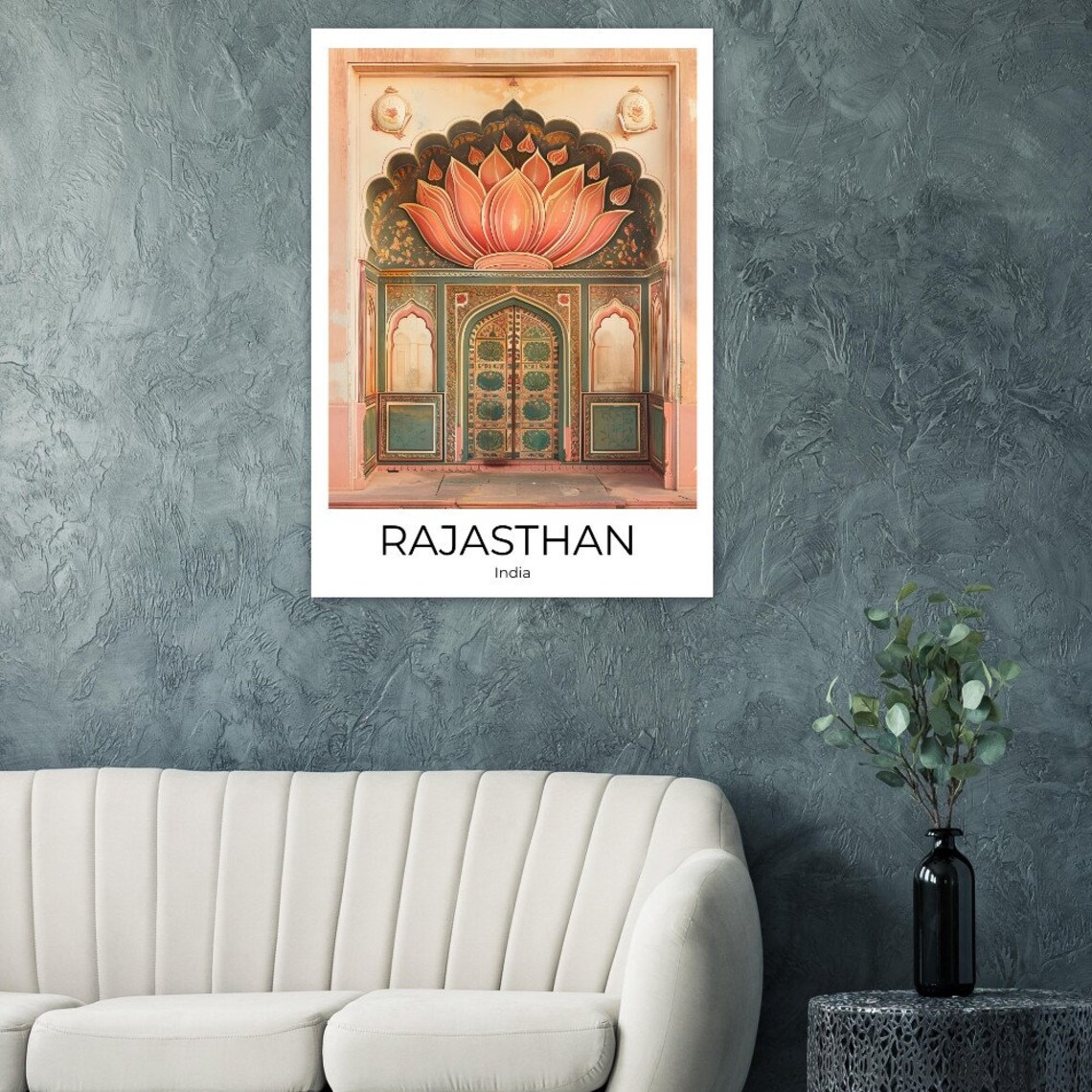 Rajasthan India Ornate Lotus Mural Palace Doorway Photo Travel Poster - Image 3
