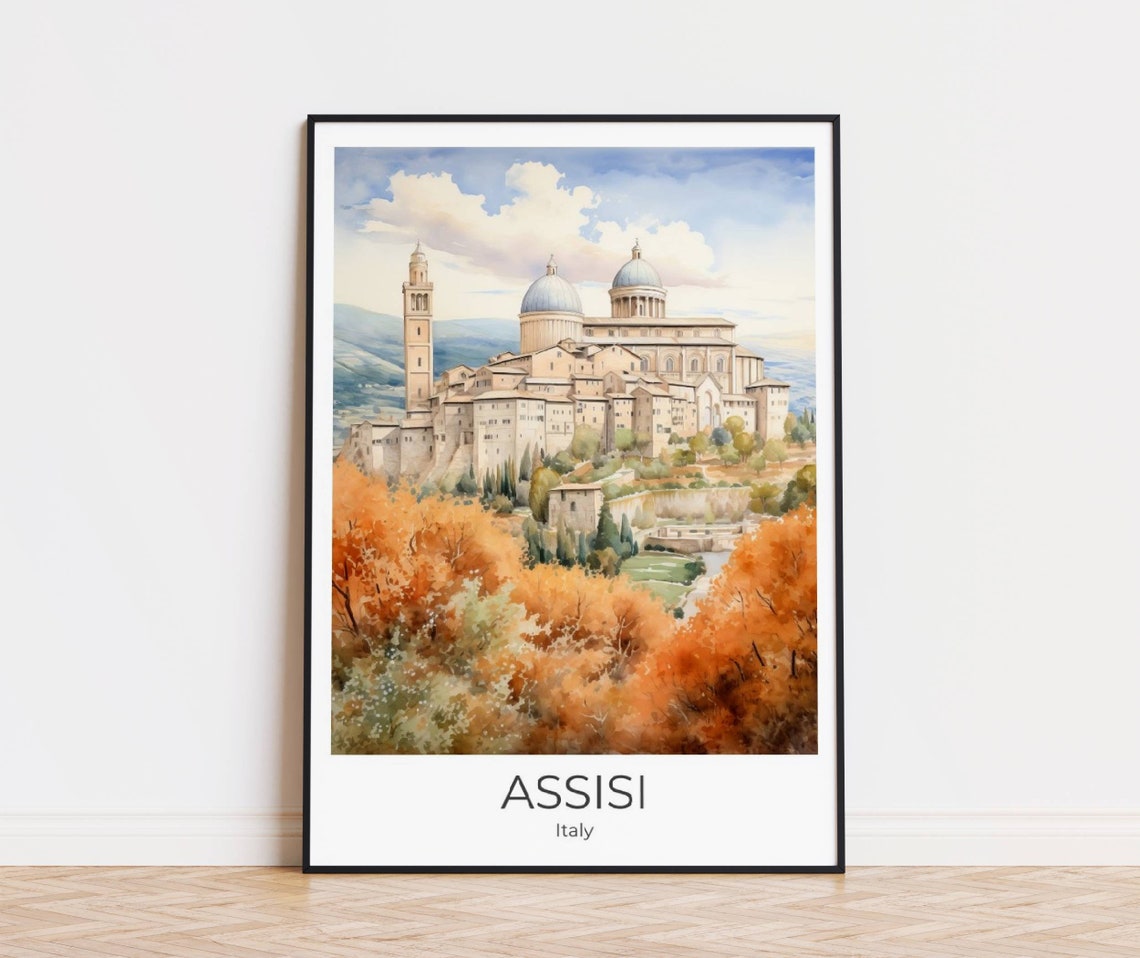 Assisi Italy Poster Travelprint Assisi Italy Gift Assisi Travel Memories Assisi Artprint Italy Wall Decoration Francis Of Assisi