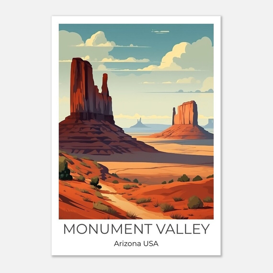 Monument Valley Arizona Red Rock Buttes Desert Sunset Travel Poster - Image 2