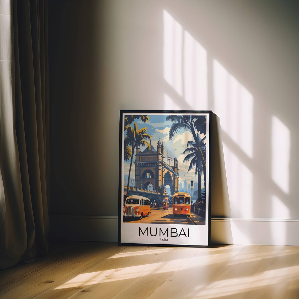 Mumbai India Gateway of India Vintage Street Scene Travel Poster - Image 4