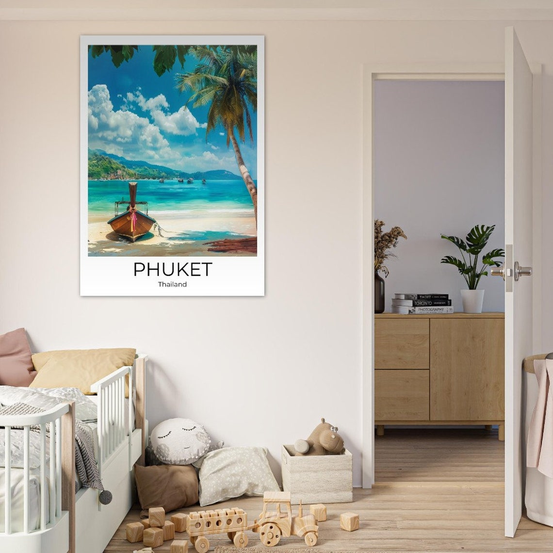 Phuket Thailand Longtail Boat Beach Palm Tropical Sea Poster - Image 4