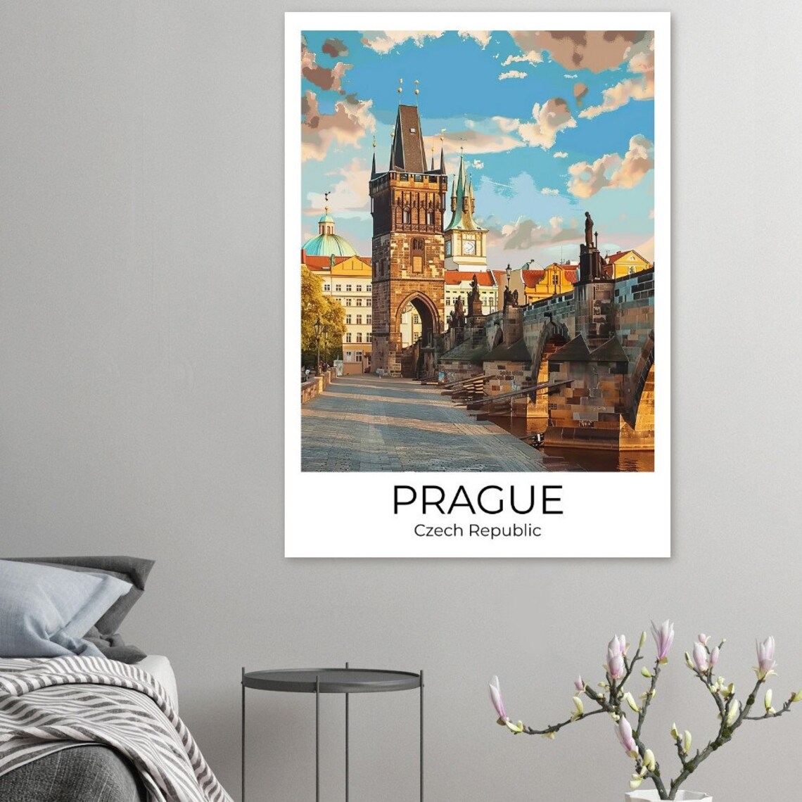 Prague Czech Republic Charles Bridge Tower Morning Light Poster - Image 2