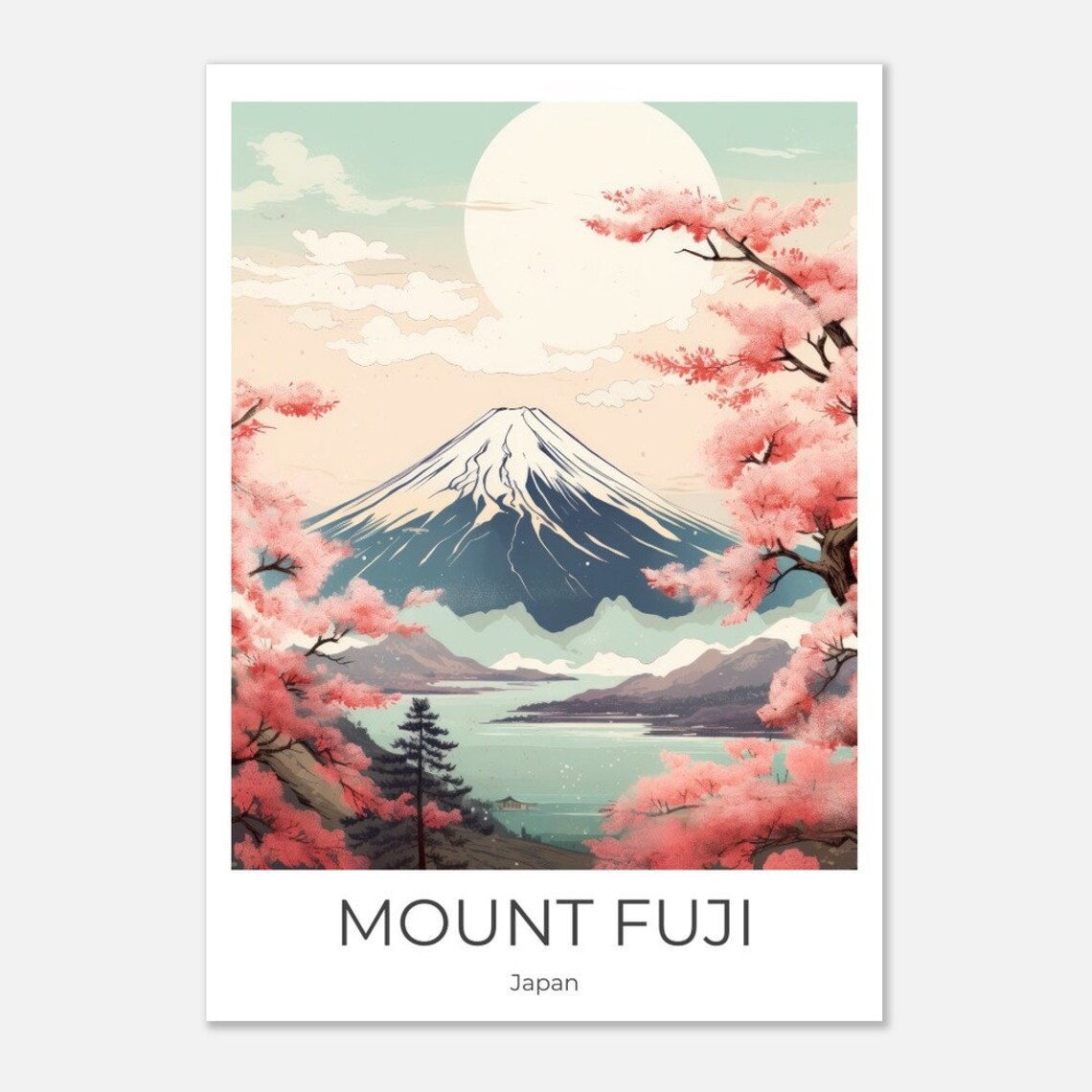 Mount Fuji Japan Snow Capped Peak Cherry Blossom Sun Travel Poster - Image 4