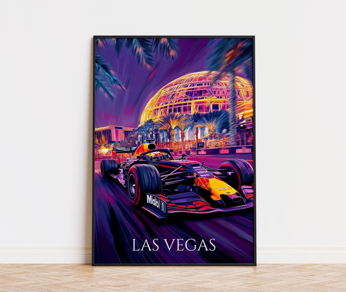 Las Vegas Formula One Night Race Neon Grand Prix Travel Poster