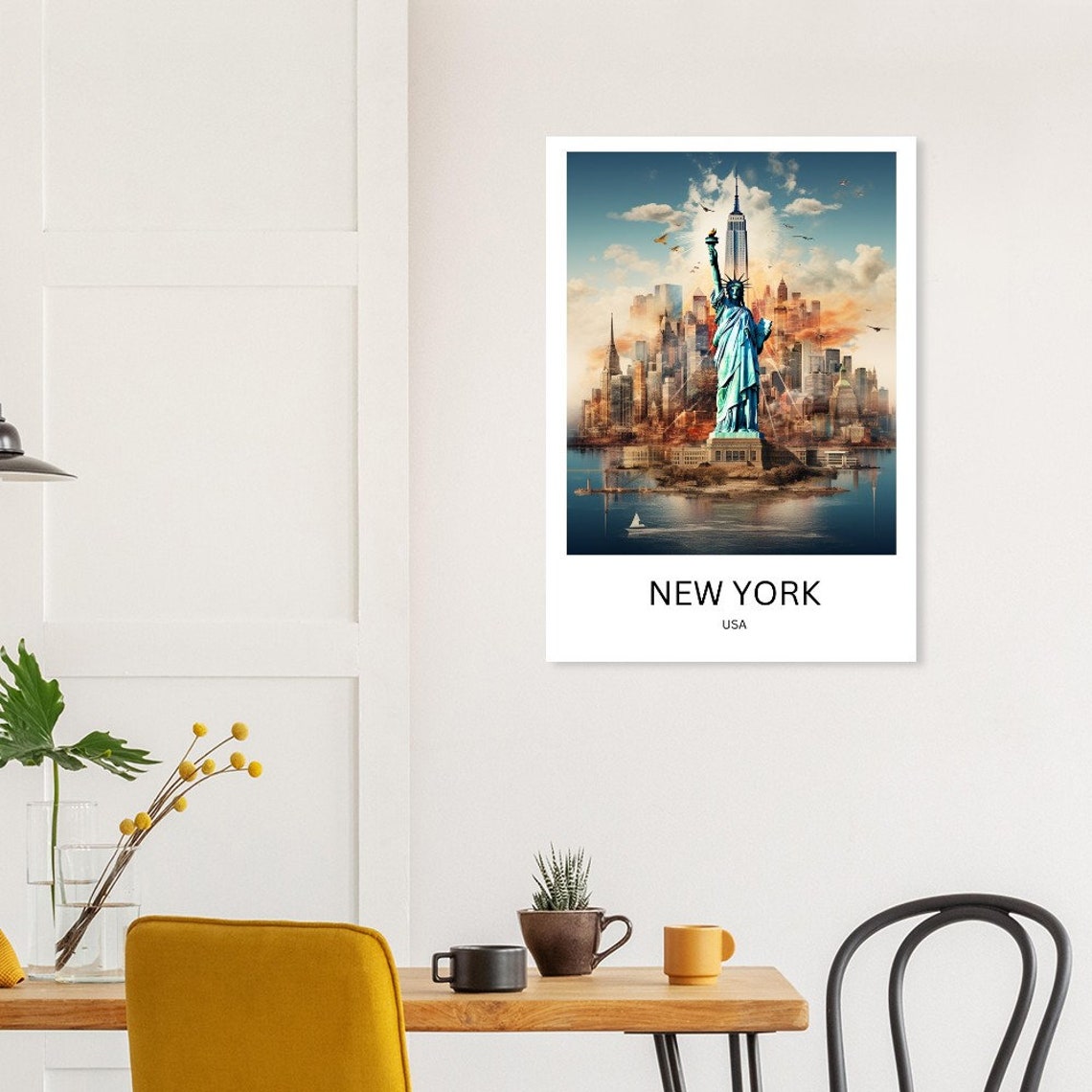 New York Cityprint Manhattan Travel Poster New York Travel Poster New York Travel Souvenir New York Wallart Manhattan City View Top Poster - Image 3