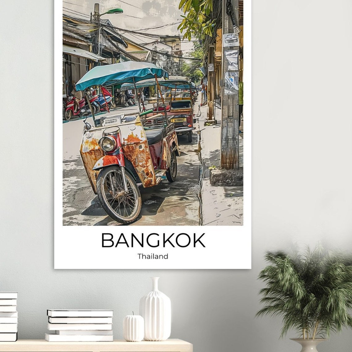 Bangkok Tuk Tuk Travel Poster Of Street Life At Bangkok Wall Art Bangkok Travel Thailand Bangkok Wall Decoration - Image 2