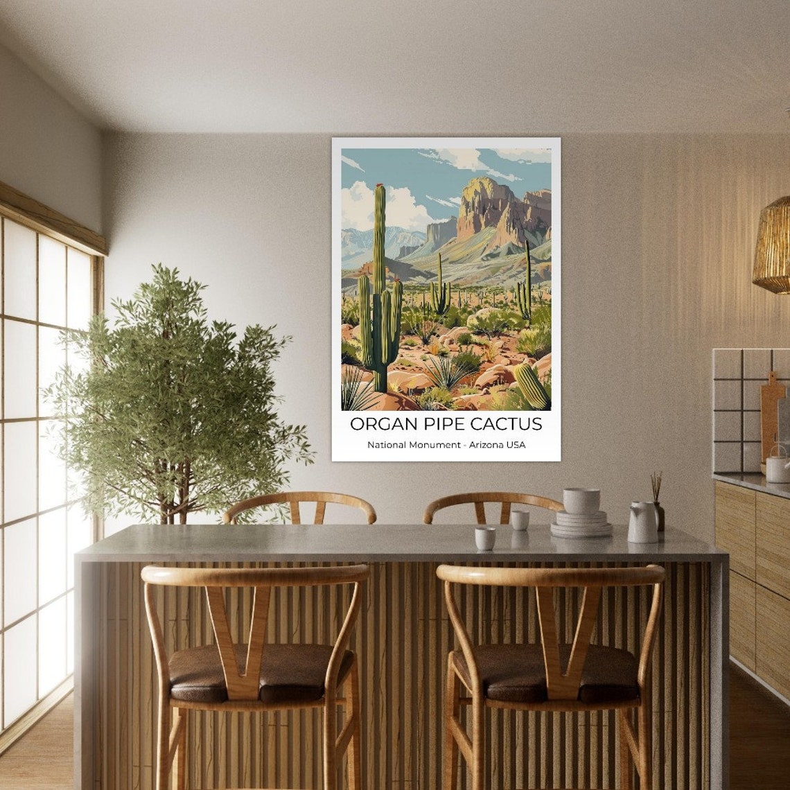 Organ Pipe Cactus National Monument Poster Arizona Desert Mesa Scene - Image 4
