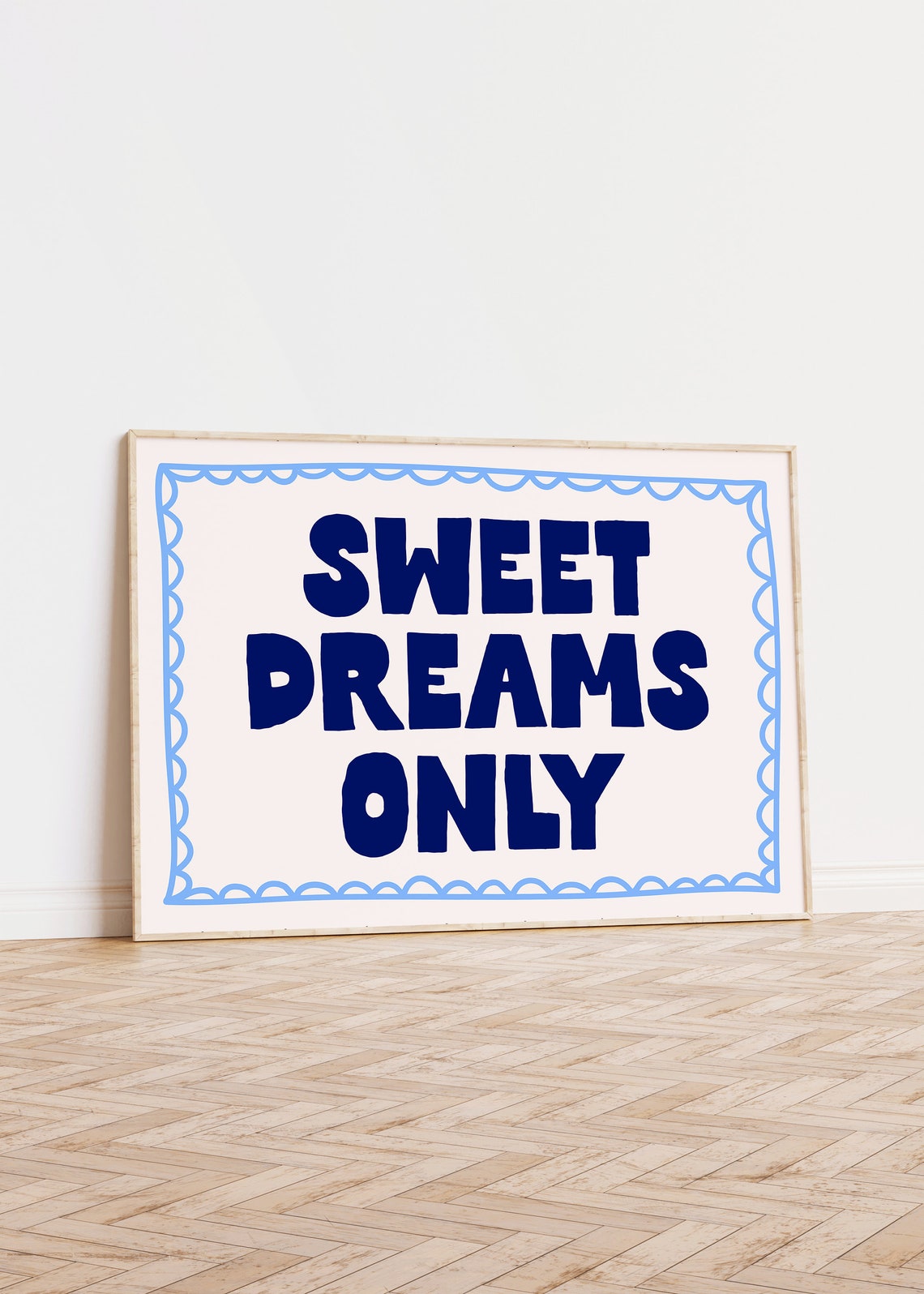Sweet Dreams Only Navy Blue Bubble Letters Kids Bedroom Poster - Image 2