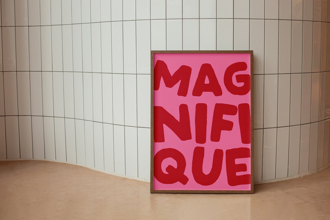Magnifique Preppy Pink And Red Art Print - Image 2