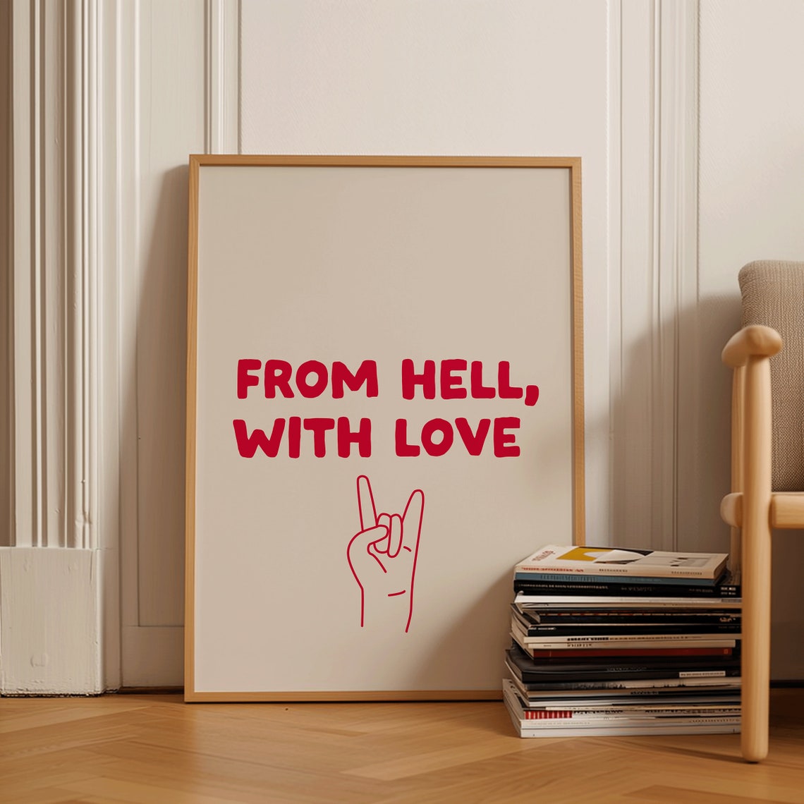 From Hell With Love Red Rock Hand Gesture Edgy Funny Quote Poster - Image 2