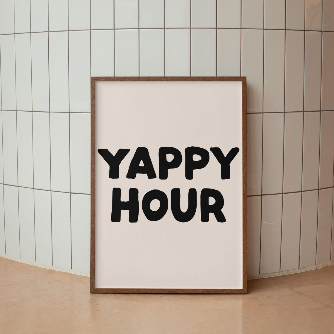Yappy Hour Art Print Funny Neutral Hallway Entryway Decor Typography Wall Dorm Yapping Club