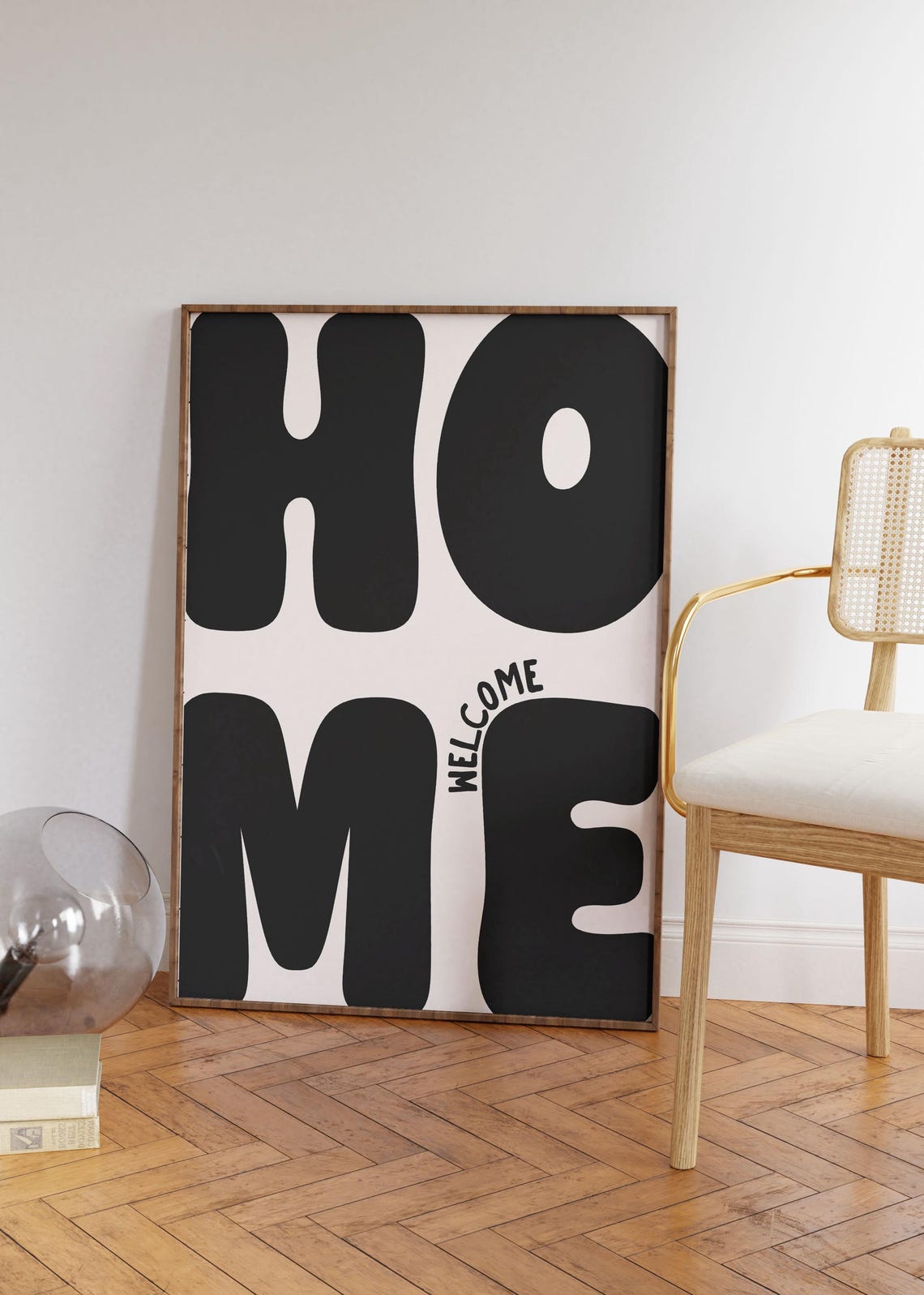 Home Welcome Bubble Letter Typography Minimalist Entryway Poster