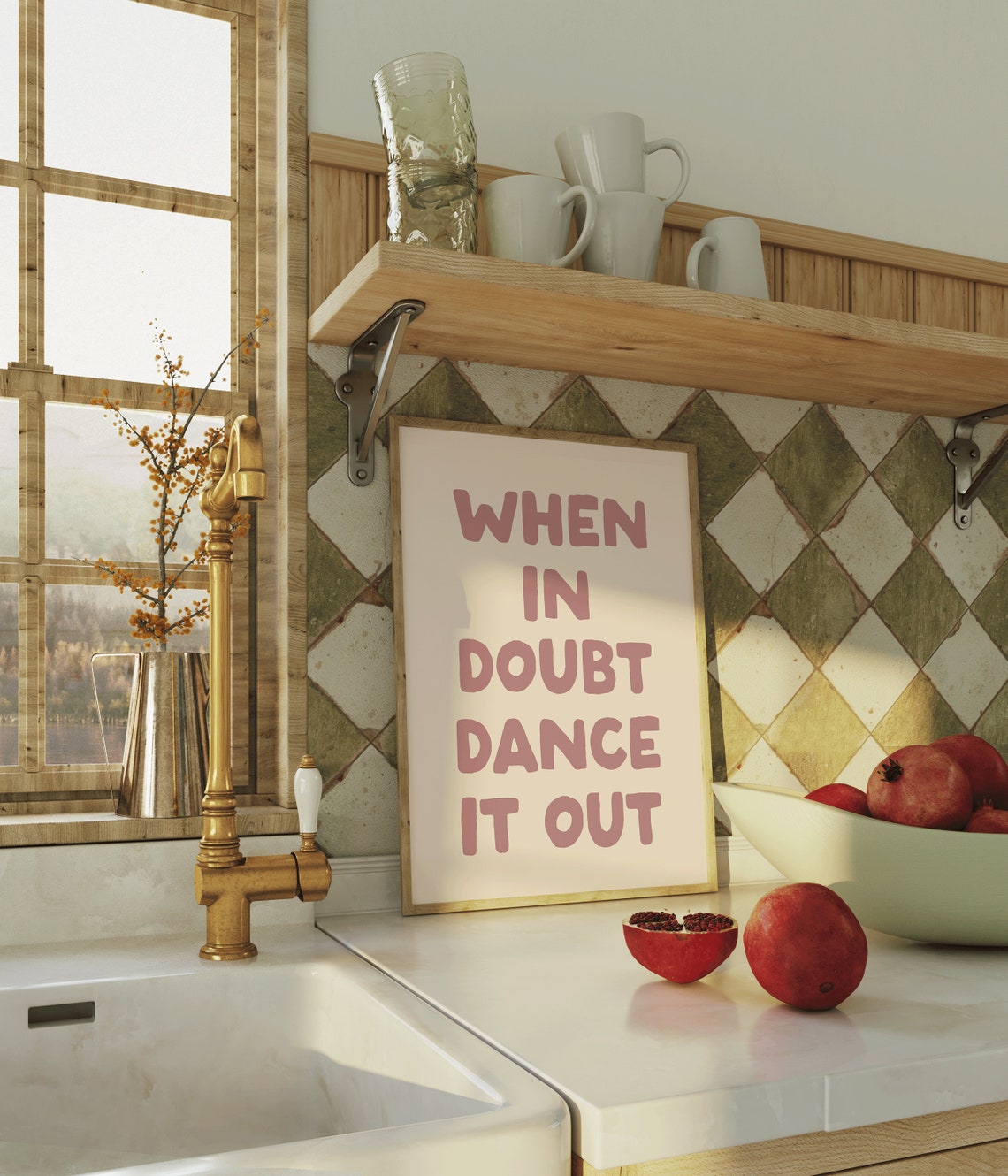 When In Doubt Dance It Out Dusty Rose Retro Dance Quote Poster - Image 2