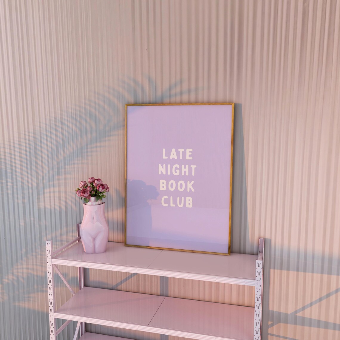 Late Night Book Club Cream Lettering Lavender Purple Art Poster - Image 2