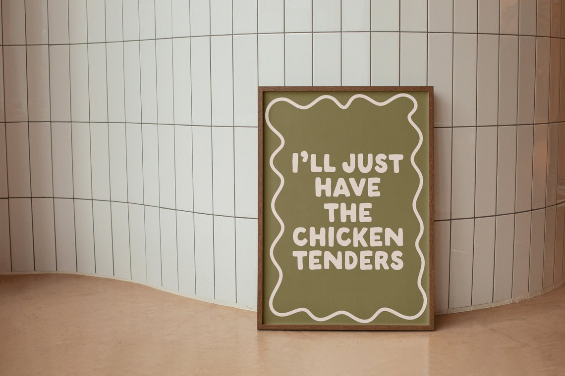 Ill Just Have The Chicken Tenders Olive Retro Kitchen Poster - Image 2