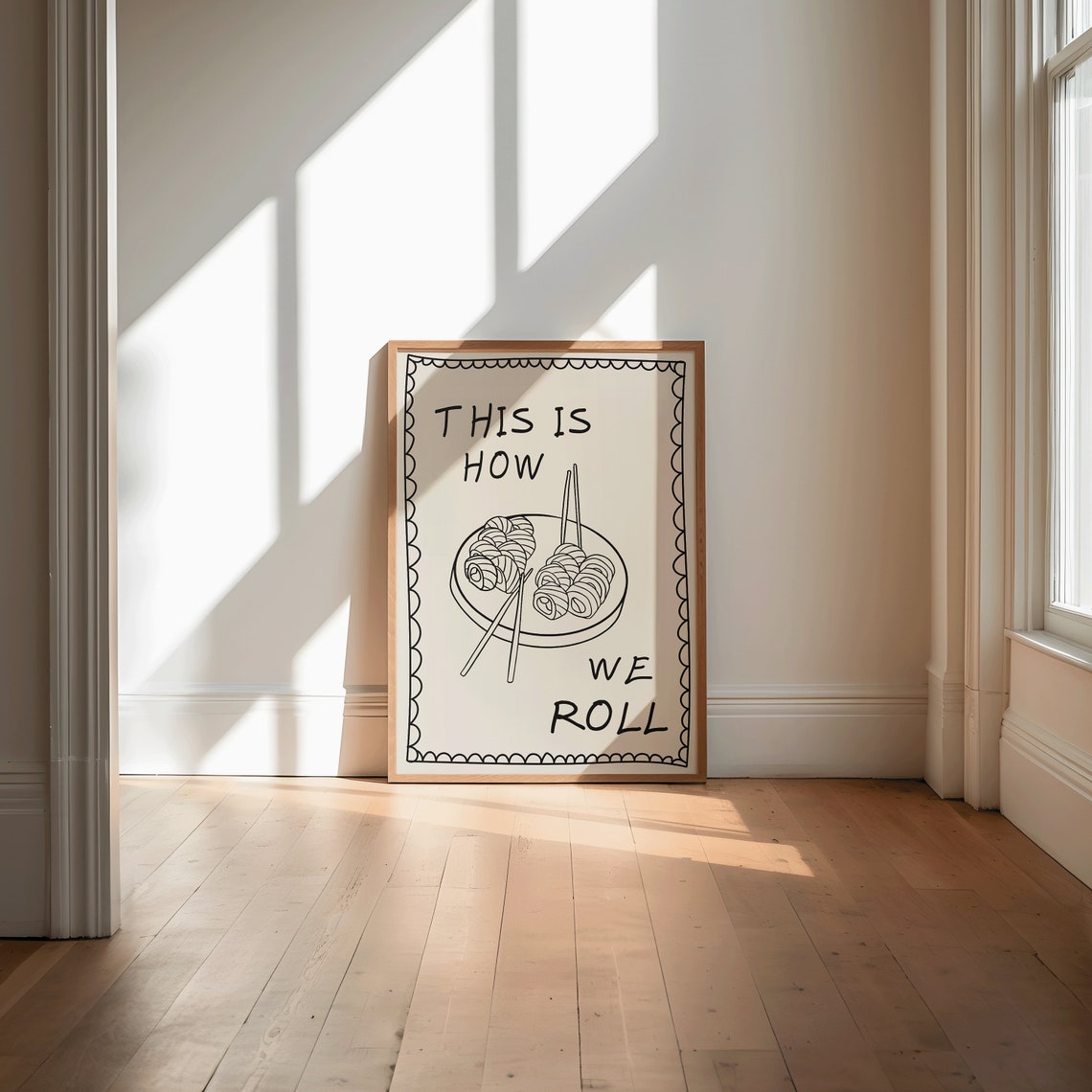 This Is How We Roll Cute Sushi Line Art Funny Kitchen Poster - Image 2